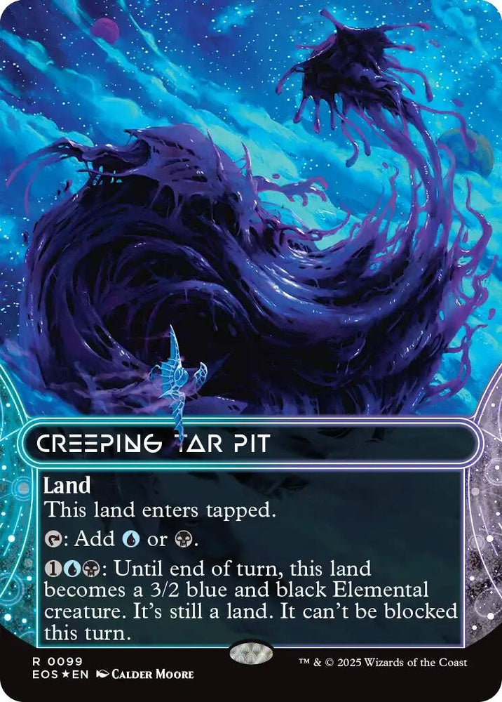 Creeping Tar Pit (0099) (Borderless) (Galaxy Foil) [Edge of Eternities: Stellar Sights]