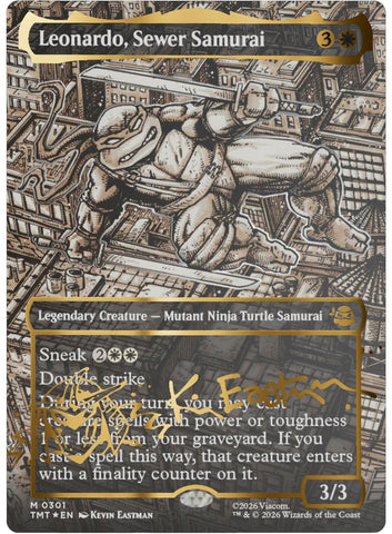 Image for Leonardo, Sewer Samurai (Borderless) (Gold-Stamped Signature) (301) (TMT) - Magic: The Gathering