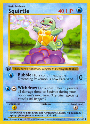 Squirtle (63/102) (Shadowless) [Base Set 1st Edition]