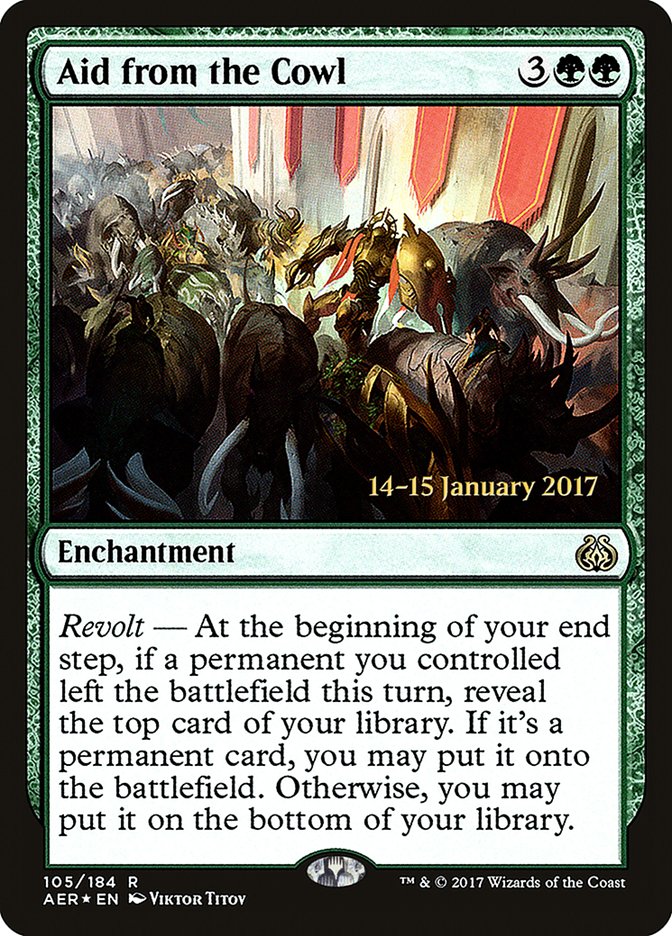 Aid from the Cowl  (Prerelease) [Aether Revolt Prerelease Promos]