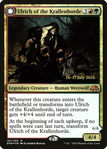 Ulrich of the Krallenhorde // Ulrich, Uncontested Alpha  (Prerelease) [Eldritch Moon Prerelease Promos]