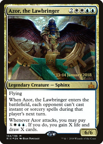 Azor, the Lawbringer (Prerelease) [Rivals of Ixalan Prerelease Promos]