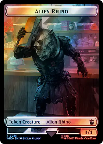 Alien Rhino // Treasure (0061) Double-Sided Token (Surge Foil) [Doctor Who Tokens]