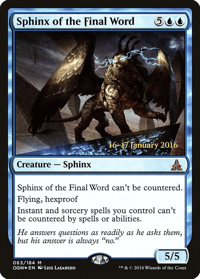 Sphinx of the Final Word (Prerelease) [Oath of the Gatewatch Prerelease Promos]