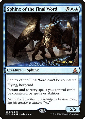 Sphinx of the Final Word (Prerelease) [Oath of the Gatewatch Prerelease Promos]