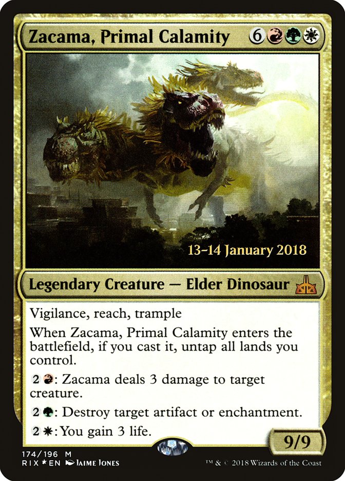 Zacama, Primal Calamity (Prerelease) [Rivals of Ixalan Prerelease Promos]