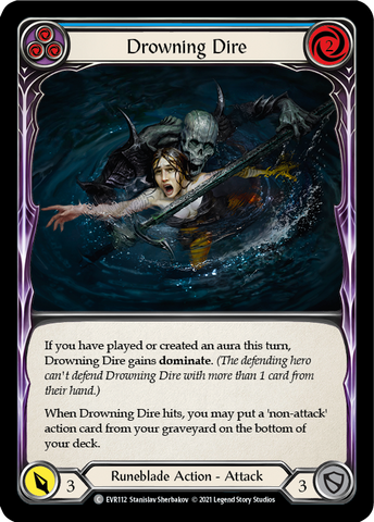 Drowning Dire (Blue) [EVR112] 1st Edition Rainbow Foil